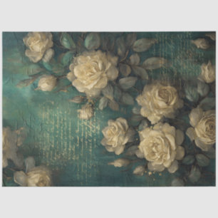 Romantic Antique Emerald and Gold Design Series 14 Tissue Paper