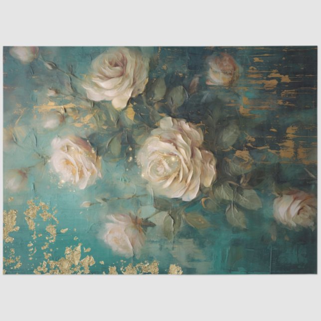 Romantic Antique Emerald and Gold Design Series 16 Tissue Paper (Front)