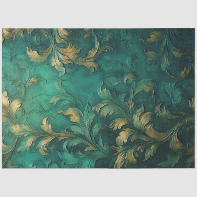 Romantic Antique Emerald and Gold Design Series 20 Tissue Paper (Front)