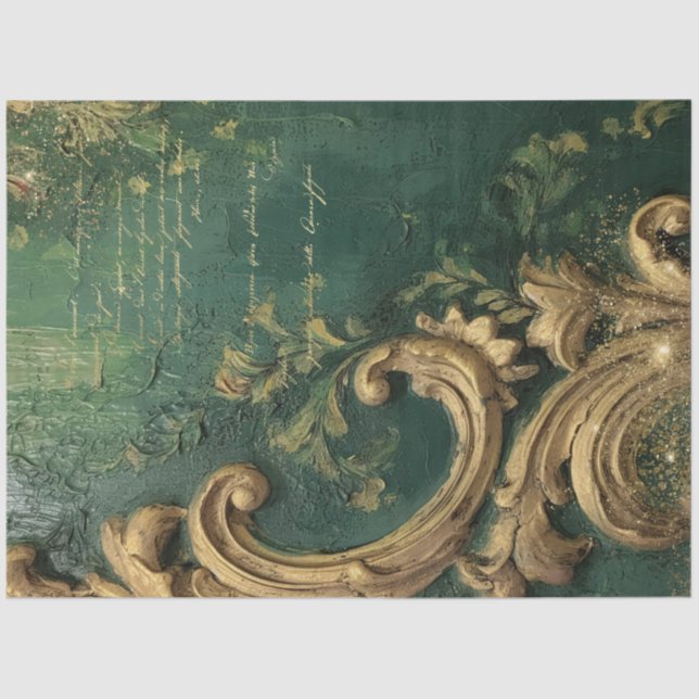 Romantic Antique Emerald and Gold Design Series 5 Tissue Paper (Front)