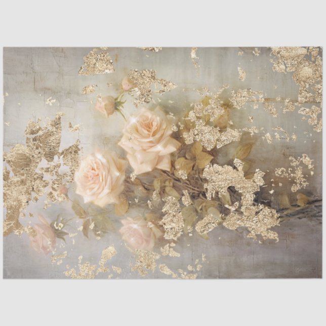 Romantic Antique Pink and Gold Design Series 7 Tissue Paper (Front)