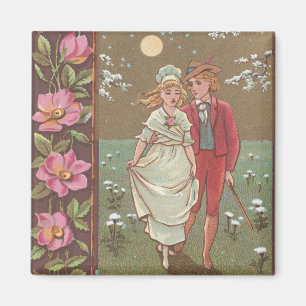 Romantic Antique Saint Valentine's Day Card, 1876 Magnet