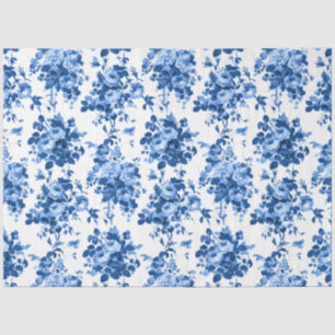 Romantic Antique Vintage Roses-Blue on White Tissue Paper