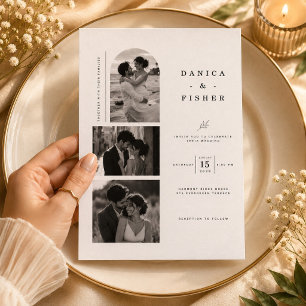 Romantic Arched Photo Gallery Wedding Invitation
