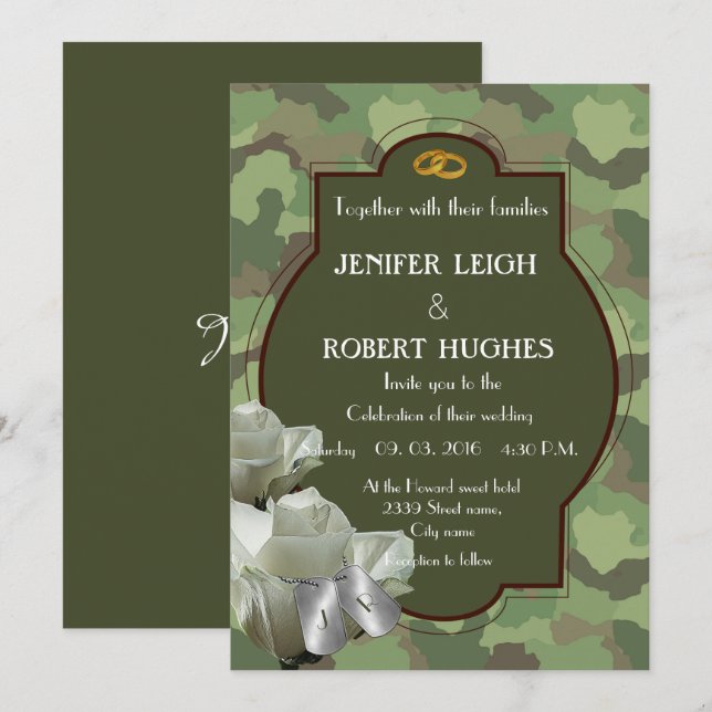 Romantic Army Wedding Invitation (Front/Back)