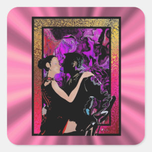 Romantic Art Deco style dancers Square Sticker