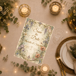 Romantic Art Nouveau Botanical Elegance Wedding Save The Date