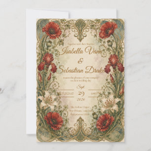Romantic Art Nouveau Floral Elegance Wedding Invitation