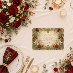 Romantic Art Nouveau Floral Elegance Wedding Thank You Card