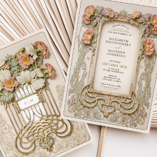 Romantic Art Nouveau Wedding Invitation