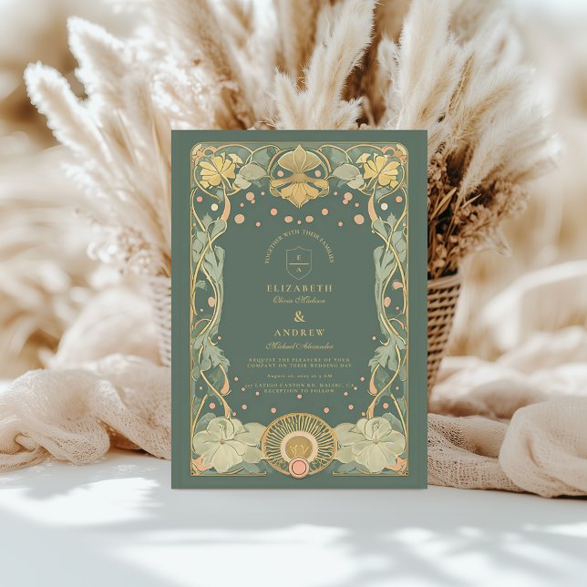 Romantic Art Nouveau Wedding Invitation (Creator Uploaded)