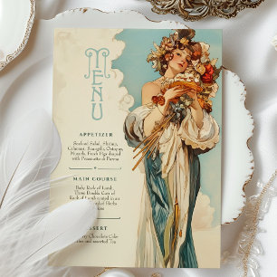 Romantic Art Nouveau Wedding Menu Card