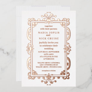 romantic art nouveau wedding rose gold foil invit