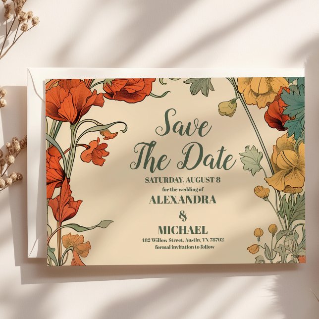Romantic Art Nouveau Wedding Save The Date (Creator Uploaded)