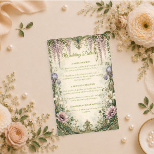 Romantic Art Nouveau Wisteria Garden Wedding Enclosure Card
