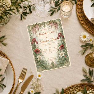 Romantic Art Nouveau Wisteria Garden Wedding Invitation