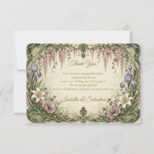 Romantic Art Nouveau Wisteria Garden Wedding Thank You Card