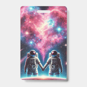 Romantic Astronaut Badge Holder ID Badge