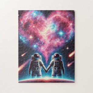 Romantic Astronaut Puzzle – Heart Nebula Design