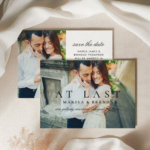 Romantic At Last Full Photo Black White Wedding Save The Date