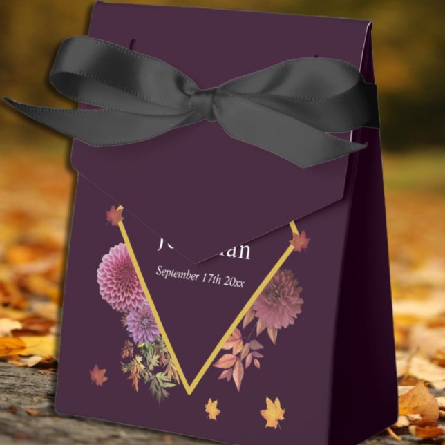 Romantic Autumn Dahlia Wedding Favour Box (Creator Uploaded)