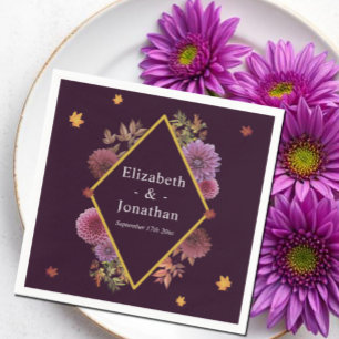 Romantic Autumn Dahlia Wedding Napkin