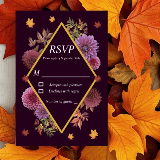 Romantic Autumn Dahlia Wedding RSVP Card (Creator Uploaded)