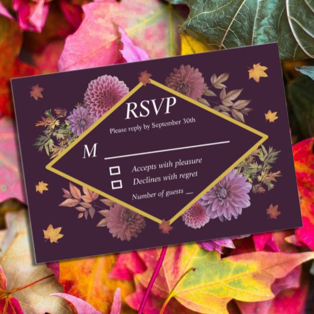 Romantic Autumn Dahlia Wedding RSVP Card (Creator Uploaded)