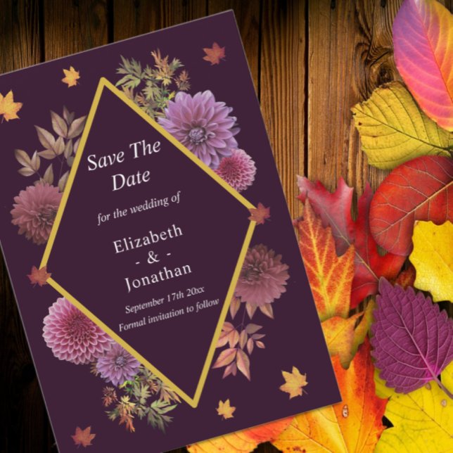 Romantic Autumn Dahlia Wedding Save The Date (Creator Uploaded)