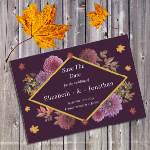 Romantic Autumn Dahlia Wedding Save The Date