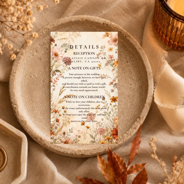 Romantic Autumn Floral Wedding Enclosure Card (Creator Uploaded)