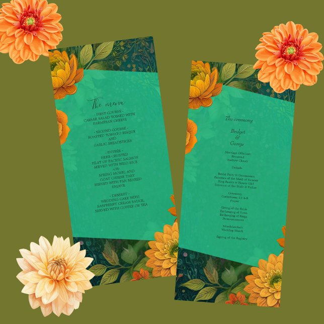 romantic autumn floral wedding menu & program (Creator Uploaded)