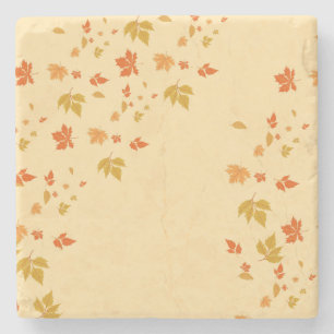 romantic Autumn Leaves ivory Stone Coaster