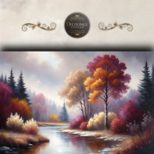 Romantic Autumn River Scene Landscape Decoupage