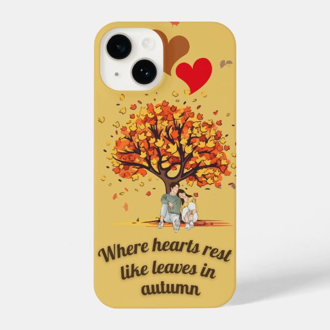 Romantic Autumn Tree Couple iPhone Case (Back)