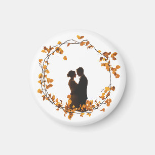 Romantic Autumn Wedding Magnet – Rustic Fall Leave