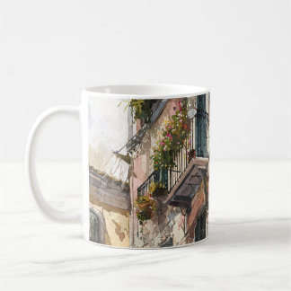 Romantic Balcony Floral Watercolor Mug