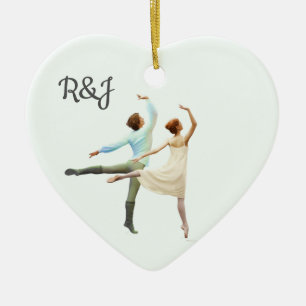 Romantic Ballet Dancers - Your Initials & Text Ceramic Tree Decoration