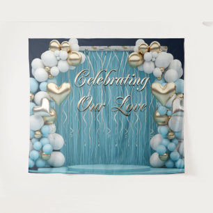 Romantic Balloons Banner Backdrop Wall Art  Tapestry