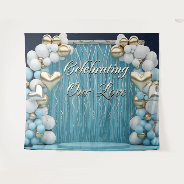 Romantic Balloons Banner Backdrop Wall Art  Tapestry (Front (Horizontal))