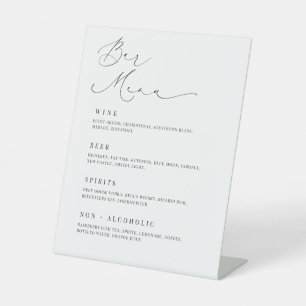 Romantic Bar Menu Wedding Acrylic Drink Table Sign