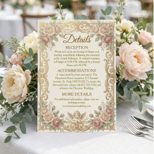 Romantic Baroque Blush Floral Regency Enclosure Card