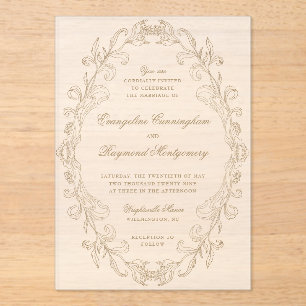 Romantic Baroque Ornate Frame Wedding Acrylic Invitations