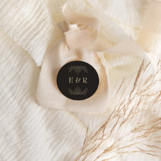 Romantic Baroque Ornate Frame Wedding Classic Round Sticker