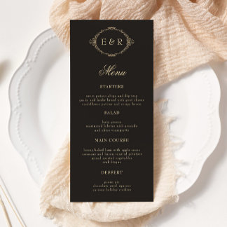 Romantic Baroque Ornate Frame Wedding Menu Card
