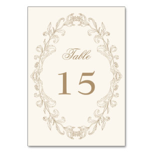 Romantic Baroque Ornate Frame Wedding Table Number