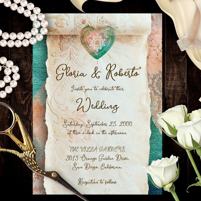 Romantic Baroque Scroll Sacred Heart Invitation (Creator Uploaded)