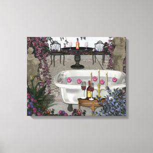 Romantic Bathroom Wall Wrapped Canvas