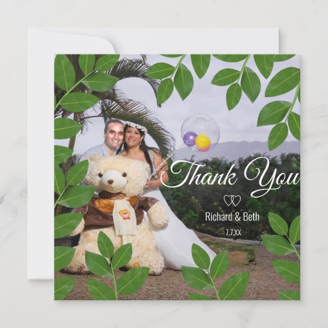 Romantic Bay Leaves Thank You Wedding (Front)