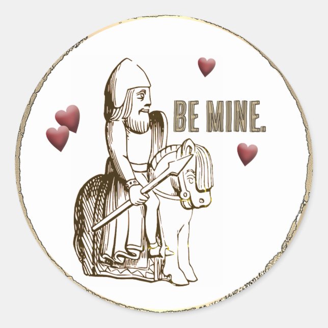 Romantic Be Mine Mediaeval Art 3D Valentine Heart  Classic Round Sticker (Front)